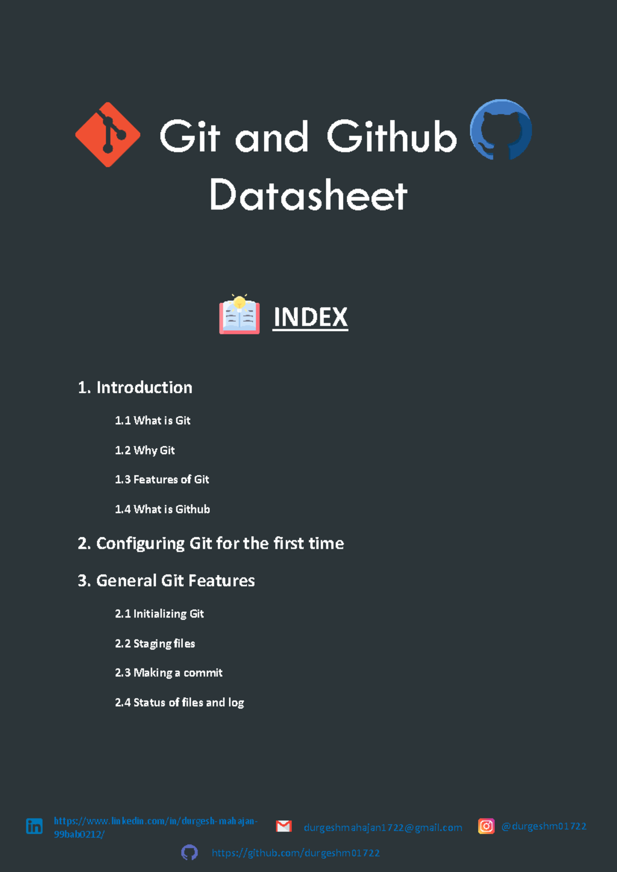 GIT & Git Hub data Sheet - Practical notes for Git - Git and Github ...