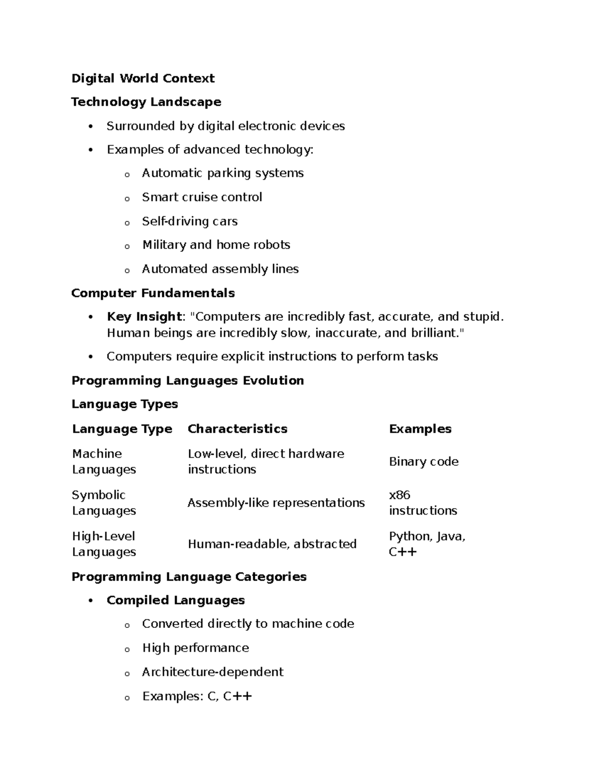 CSIT 127 Notes - Digital World Context Technology Landscape Surrounded ...