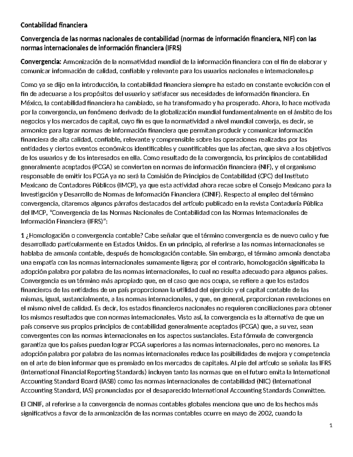 Capítulo 3 A1 - Resumen de Clase sobre Convergencia de Normas Contables ...