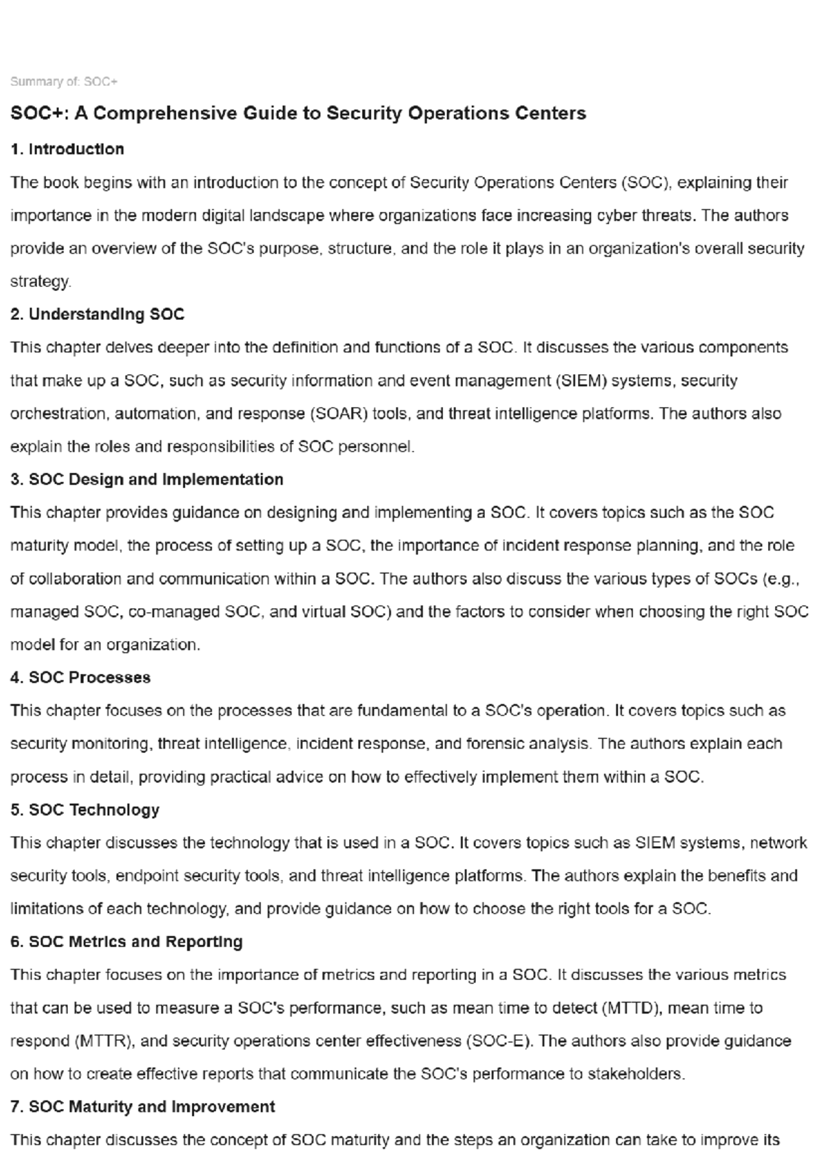 SOC+ Lecture Summary: A Comprehensive Guide to Security Operations ...