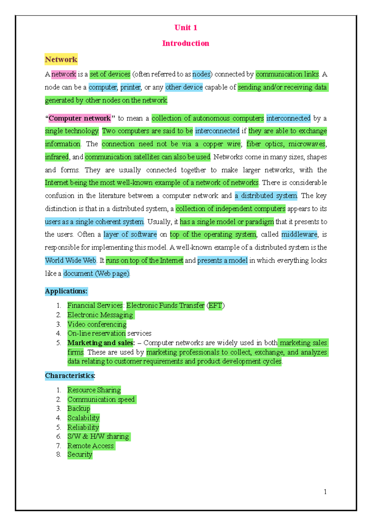 Unit 1: Introduction to Networking Concepts and Technologies - Studocu