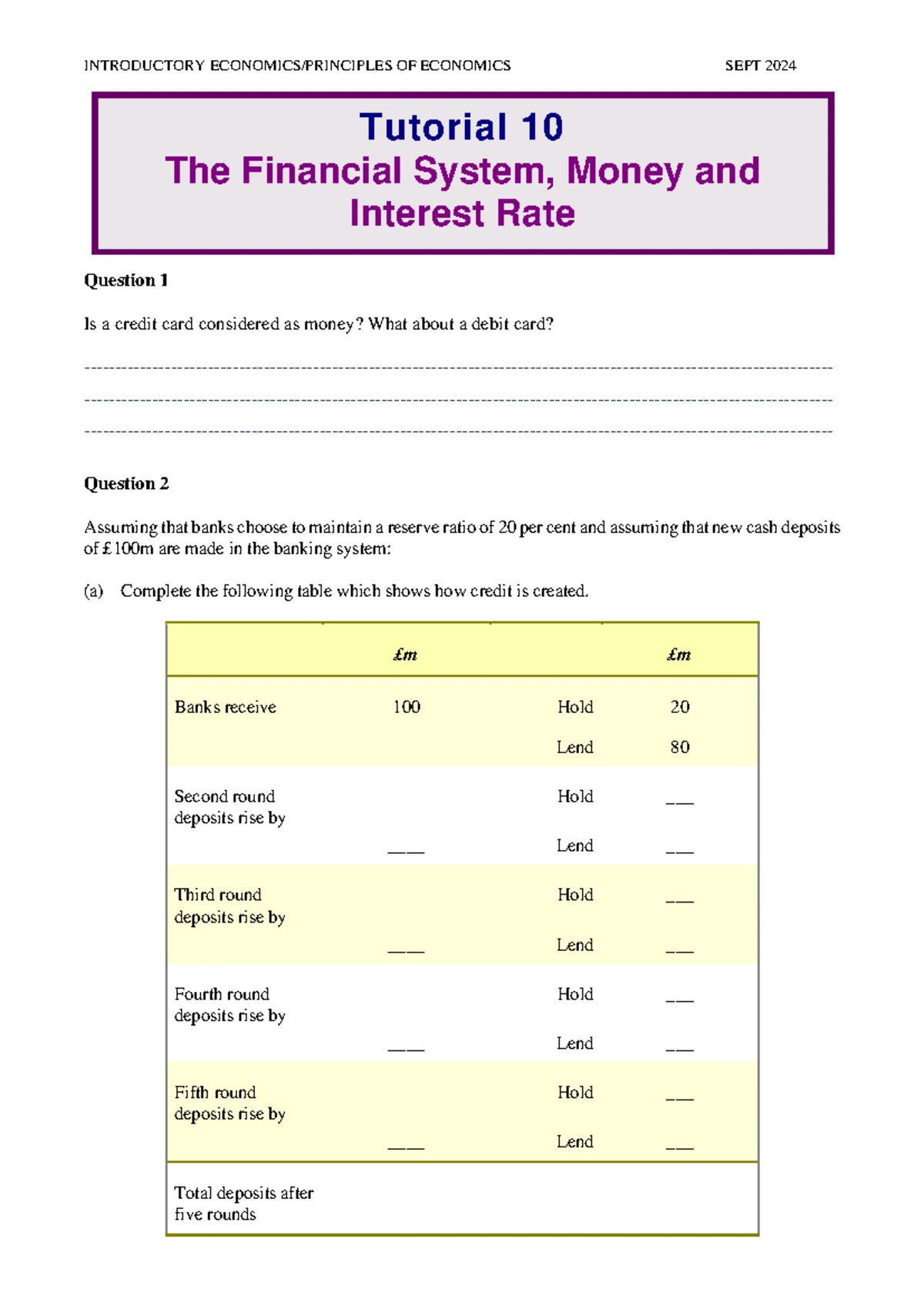Tutorial 12: Balance of Payments & Exchange Rates - Introductory ...