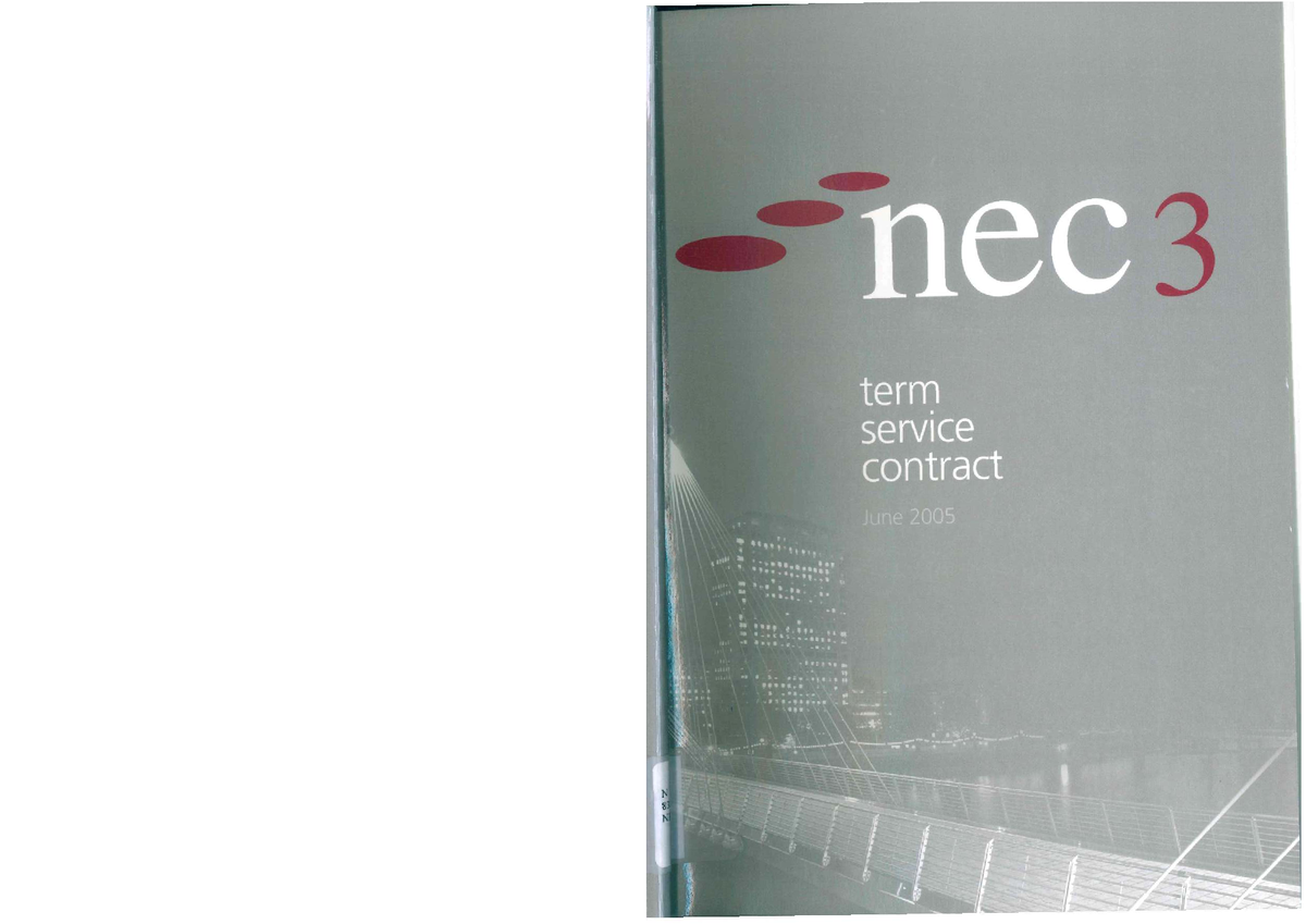 NEC3 Term Service Contract Overview (June 2005) - Studocu