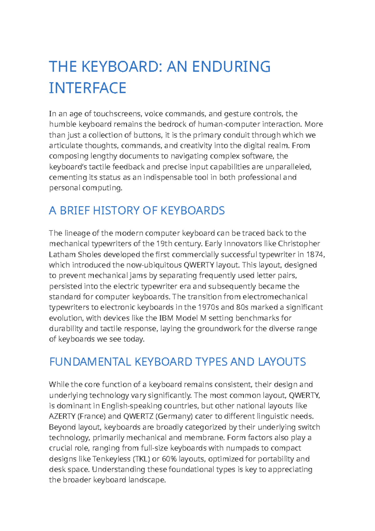 About Keyboard: An Enduring Interface and Its Evolution - Studocu