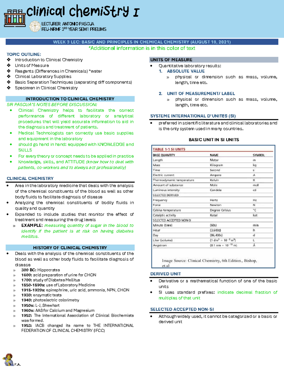 [CC1 Lec] Basic Principles in Clinical Chemistry - Prelims Week 3 - Studocu