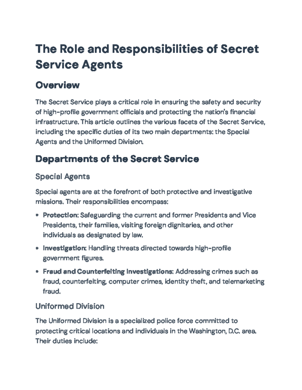 SEC 101: Overview of Secret Service Agents' Roles and Responsibilities ...