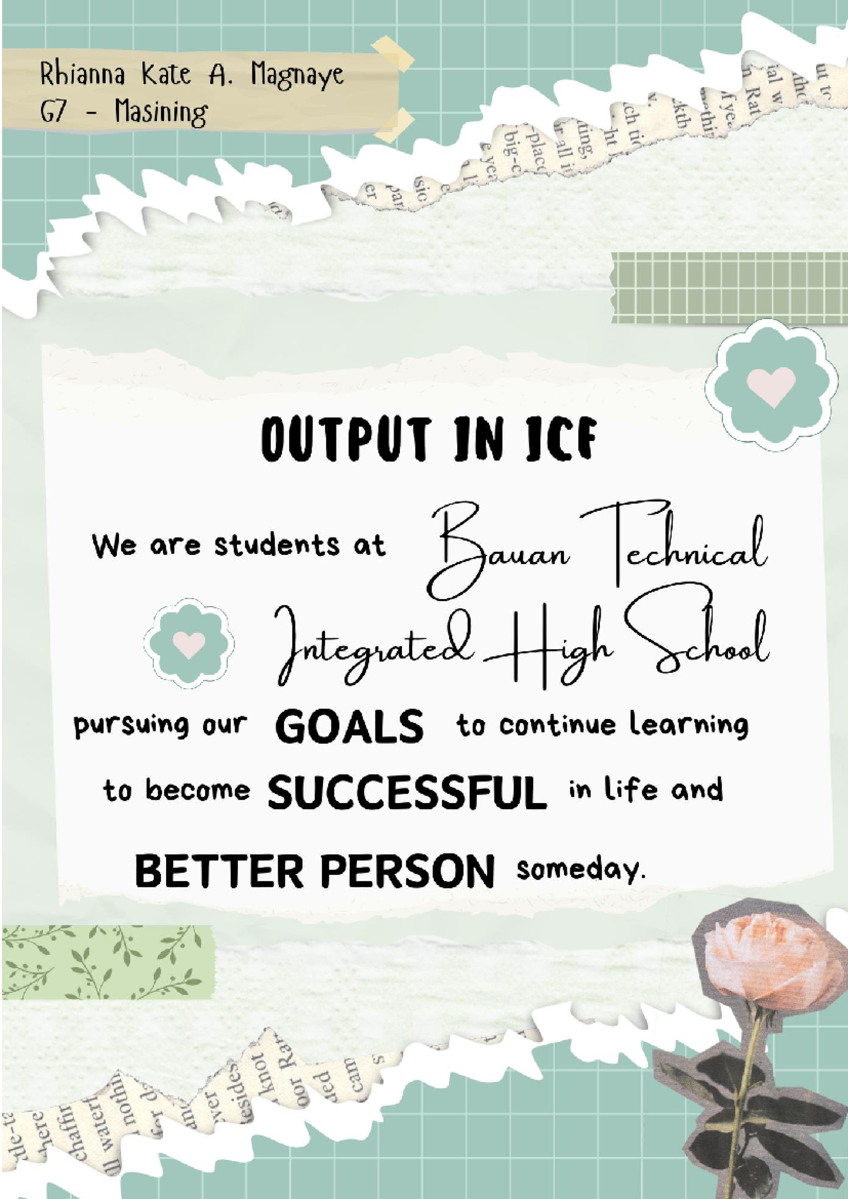 ICF Output by G7 Masining Students at Bauan Technical HS - Studocu