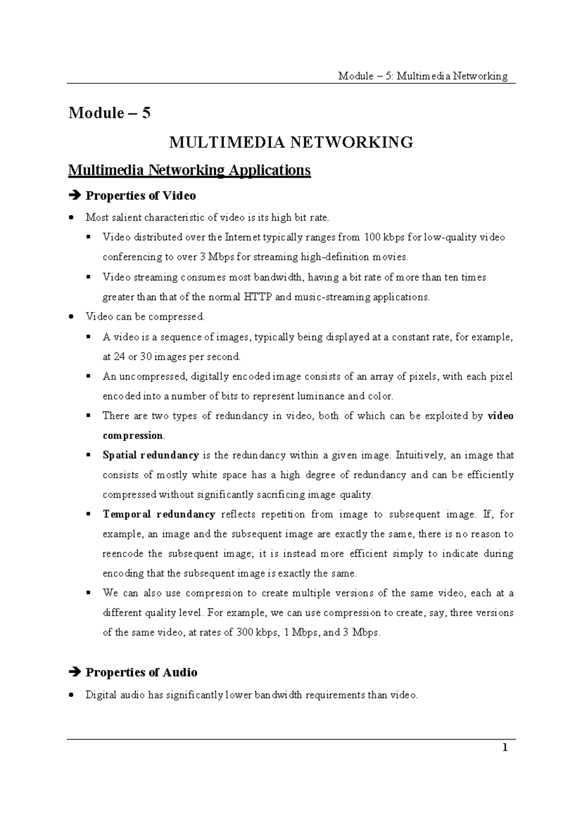 Multimedia Networking Overview: Module-5 Study Notes - Studocu