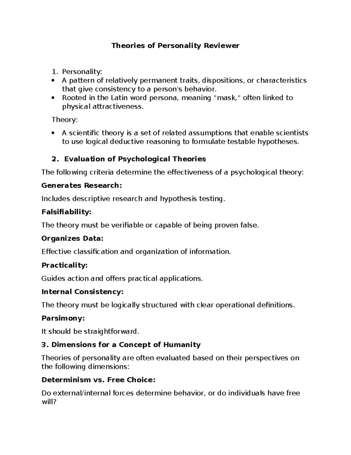 Theories of Personality: A Comprehensive Review for …