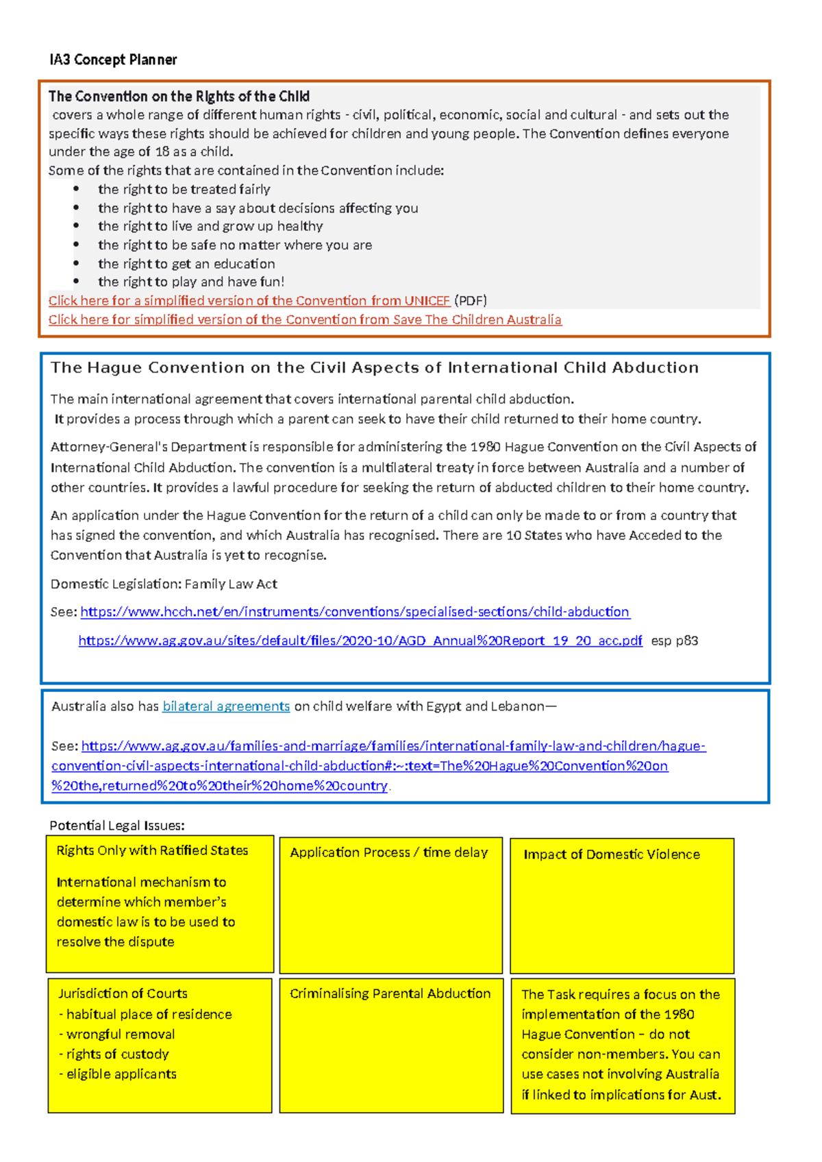 IA3 Concept Planner: Legal Analysis of Child Rights & Abduction - Studocu