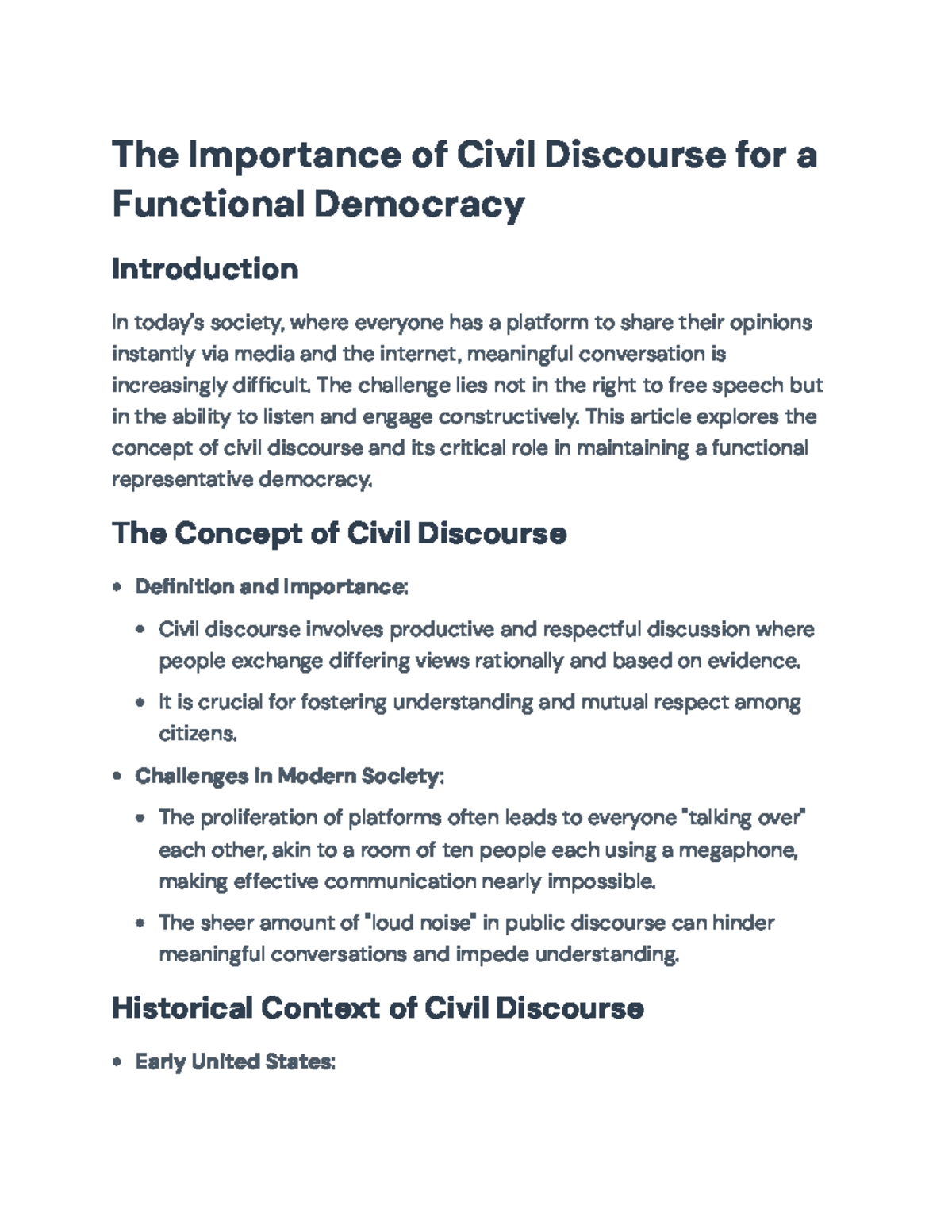 The Importance of Civil Discourse in a Functional Democracy - The ...