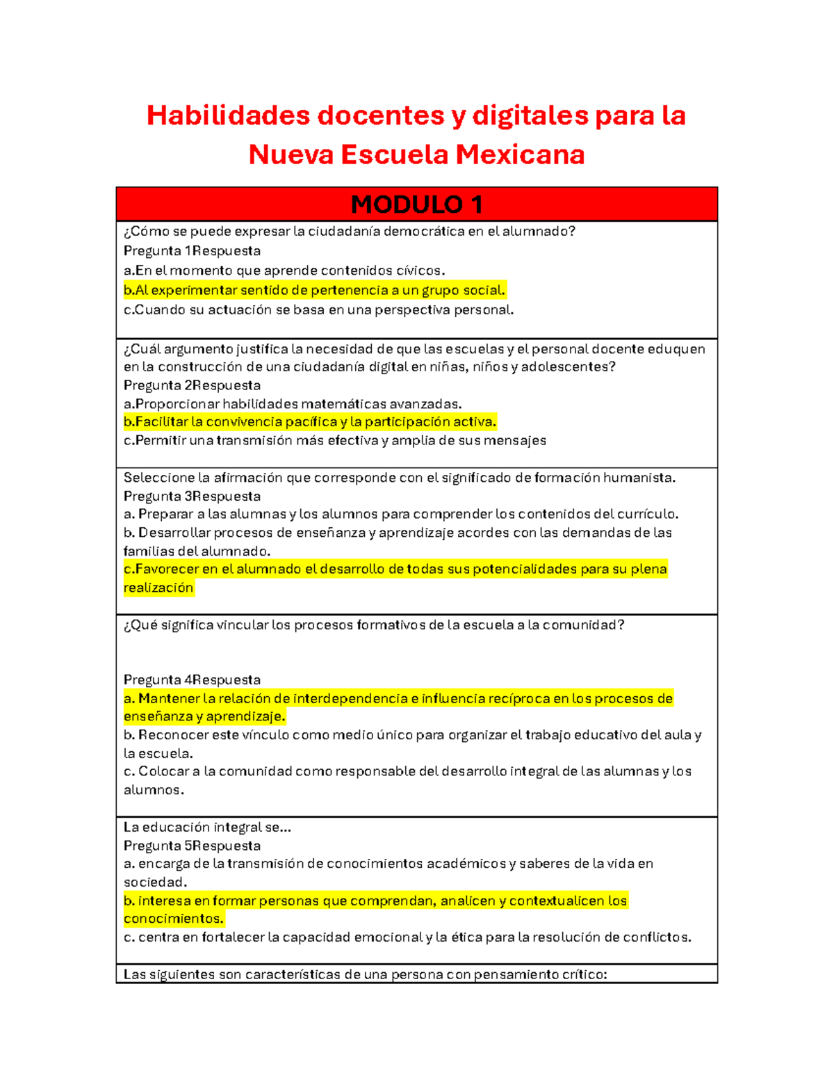 Respuestas del Curso DE Habilidades Docentes y Digitales - Módulo 1 a 4 - Document Preview