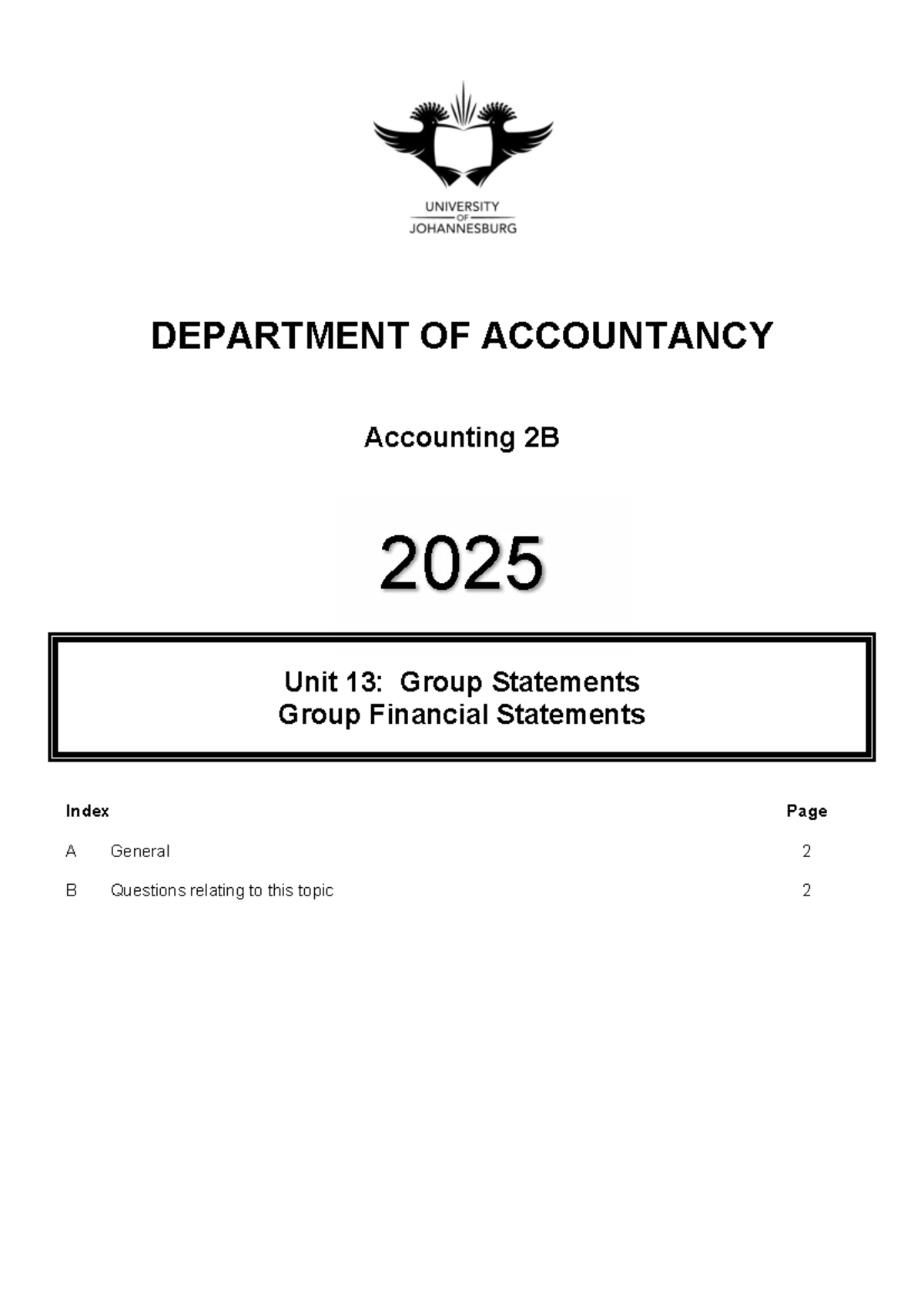 Unit 13: Group Financial Statements - Accounting 2B (2025) - Studocu