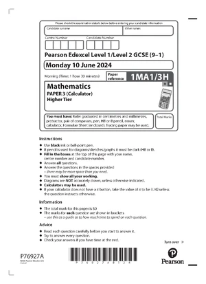 1ma1 3h Que Mock Set 5 Edexcel Gcse Maths Mock Set 5 Paper 3 Turn Over Candidate Surname 1ma1 3h Que Mock Set 5 Edexcel Gcse Maths Mock Set 5 Paper 3 Turn Over Candidate Surname