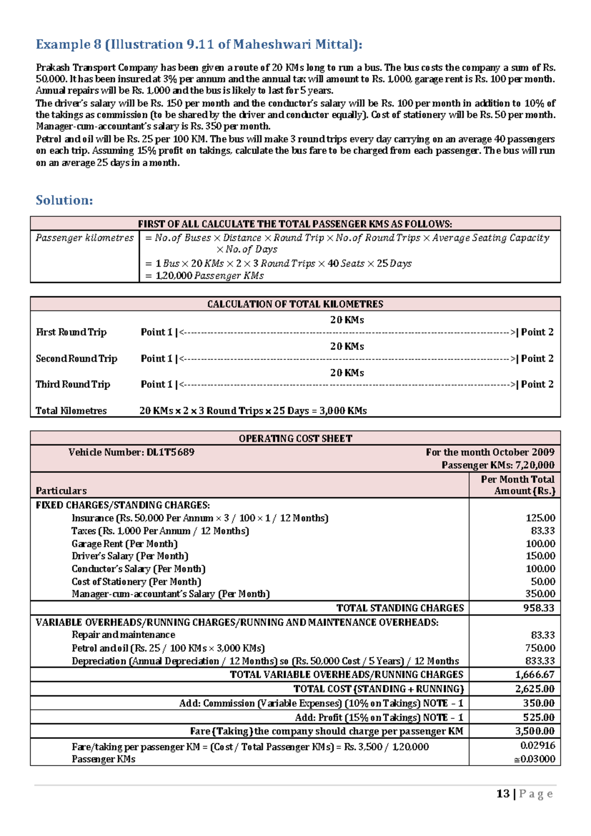 Bus Fare Calculation for Prakash Transport: Q7 Analysis & Solution ...