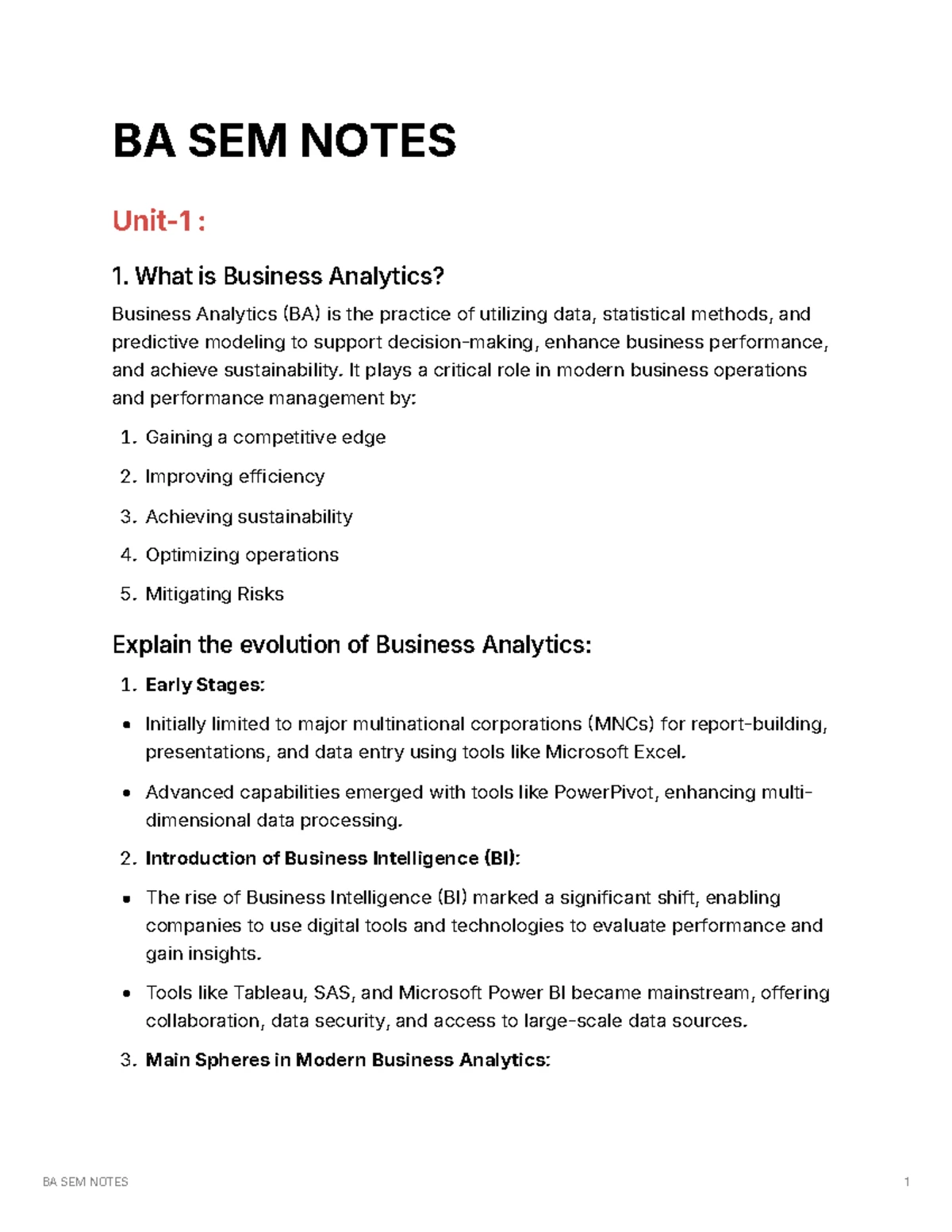 BA 101: Business Analytics Overview and Key Concepts - Studocu