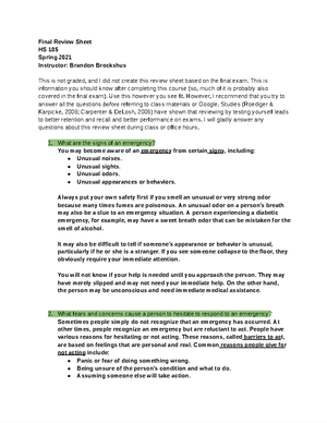 Study Guide 4 Final Exam - Study Guide 4 First Aid Part 2: Sudden ...