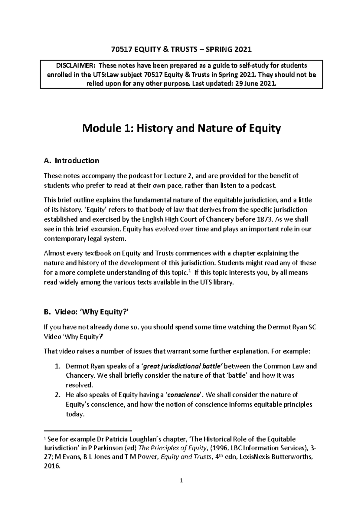 Module 1 - Key Insights on the History and Nature of Equity (70517 ...