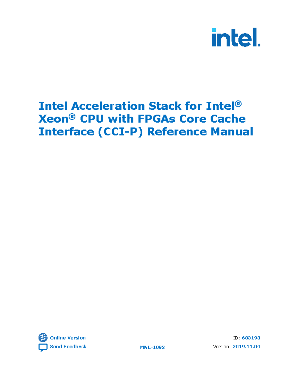 Mnl ias ccip 683193 666556 - Intel Acceleration Stack for Intel ® Xeon ...