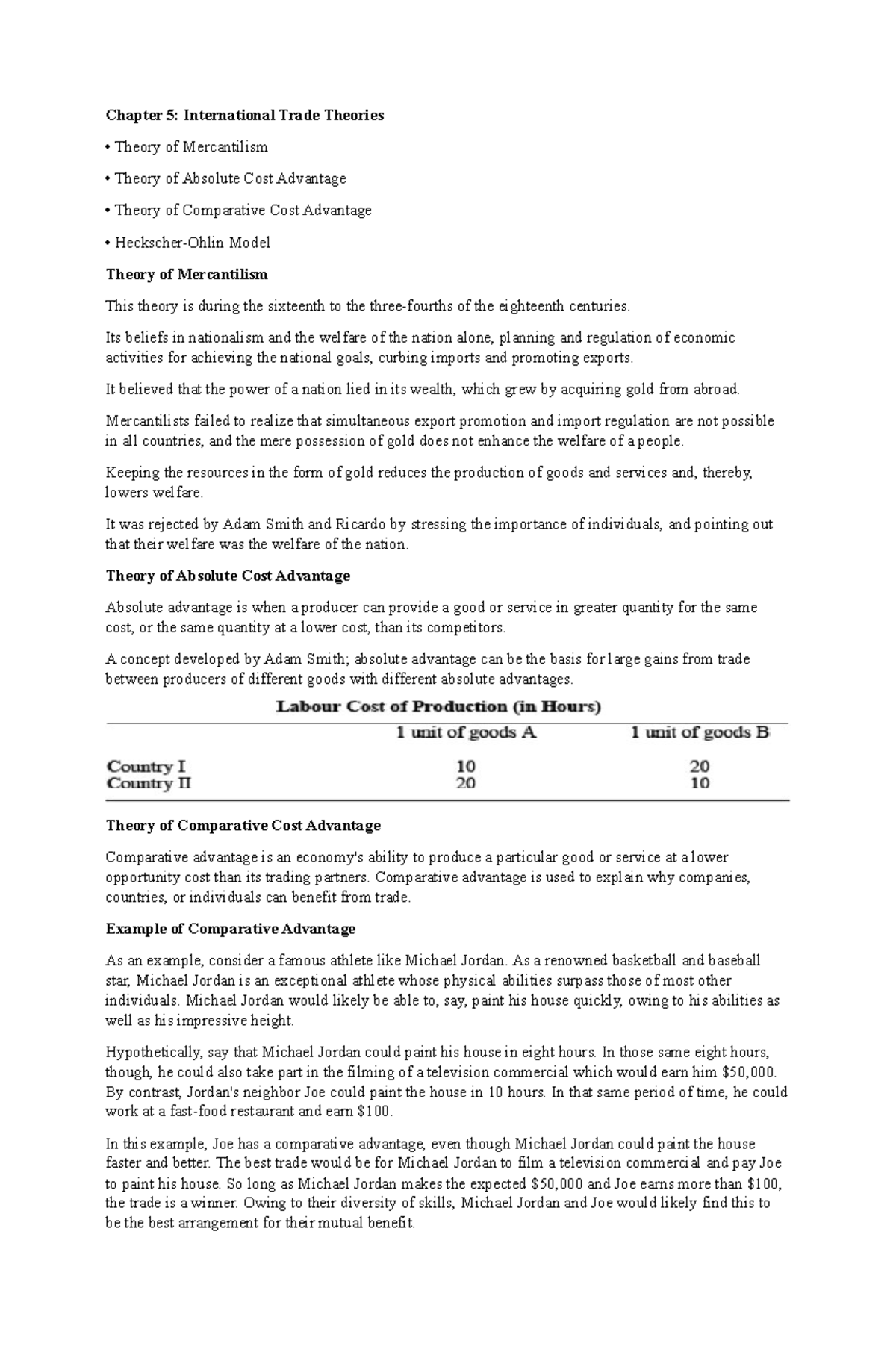 BA FIN 102 5 International Trade Theories - Chapter 5: International ...