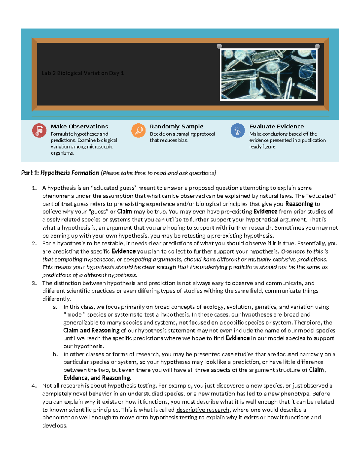 Microvariation Lab Worksheet: Hypothesis Testing & Data Analysis - Studocu