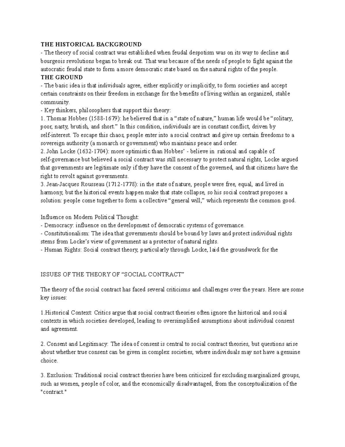 THE Theory OF Social Contract ( Constitutional LAW) - THE HISTORICAL ...
