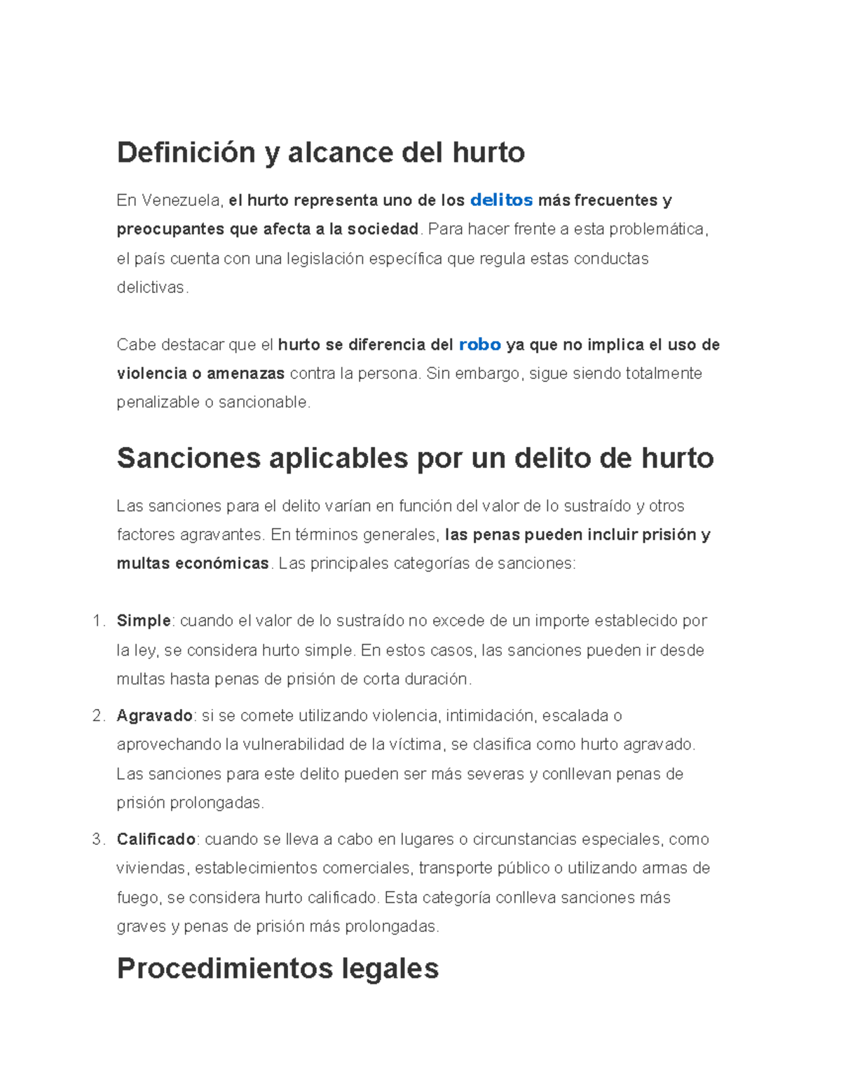 Delito de Hurto en Venezuela: Definición y Sanciones - Studocu