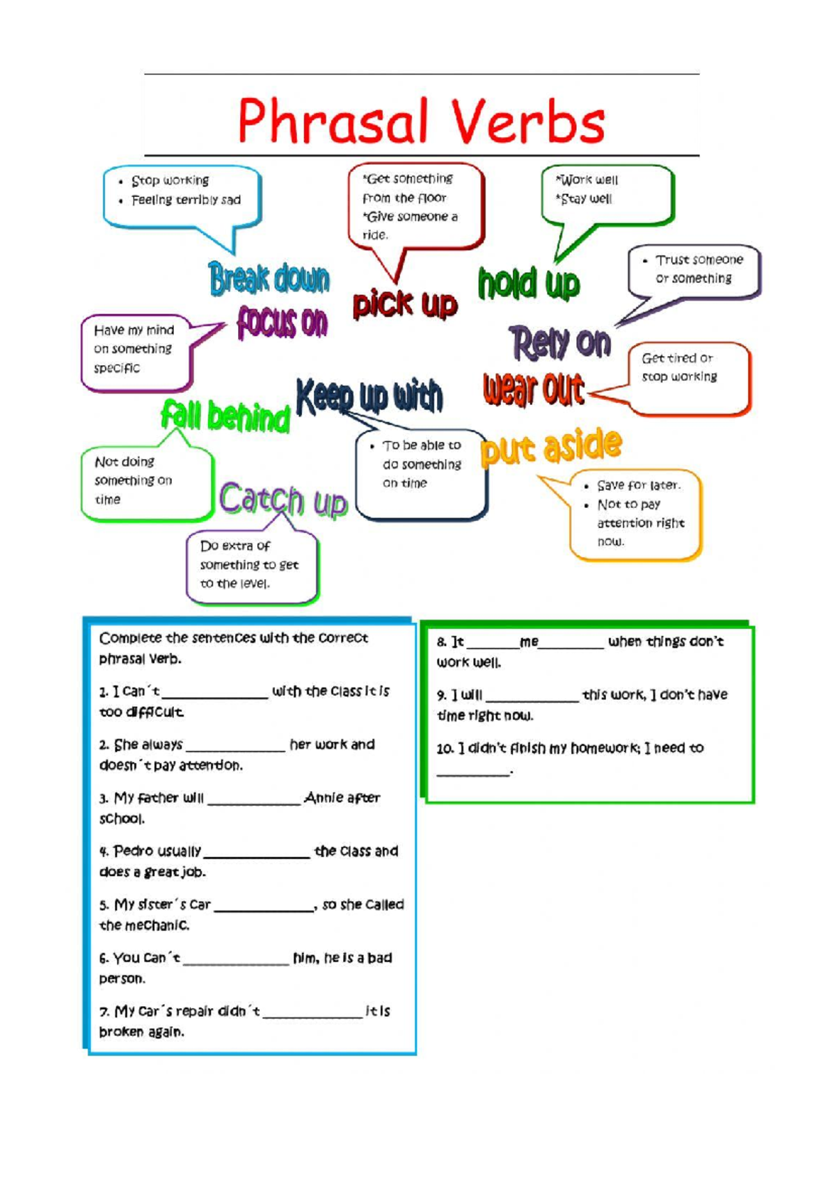 Worksheet 309266 - Phrasal Verbs Practice and Exercises - Studocu
