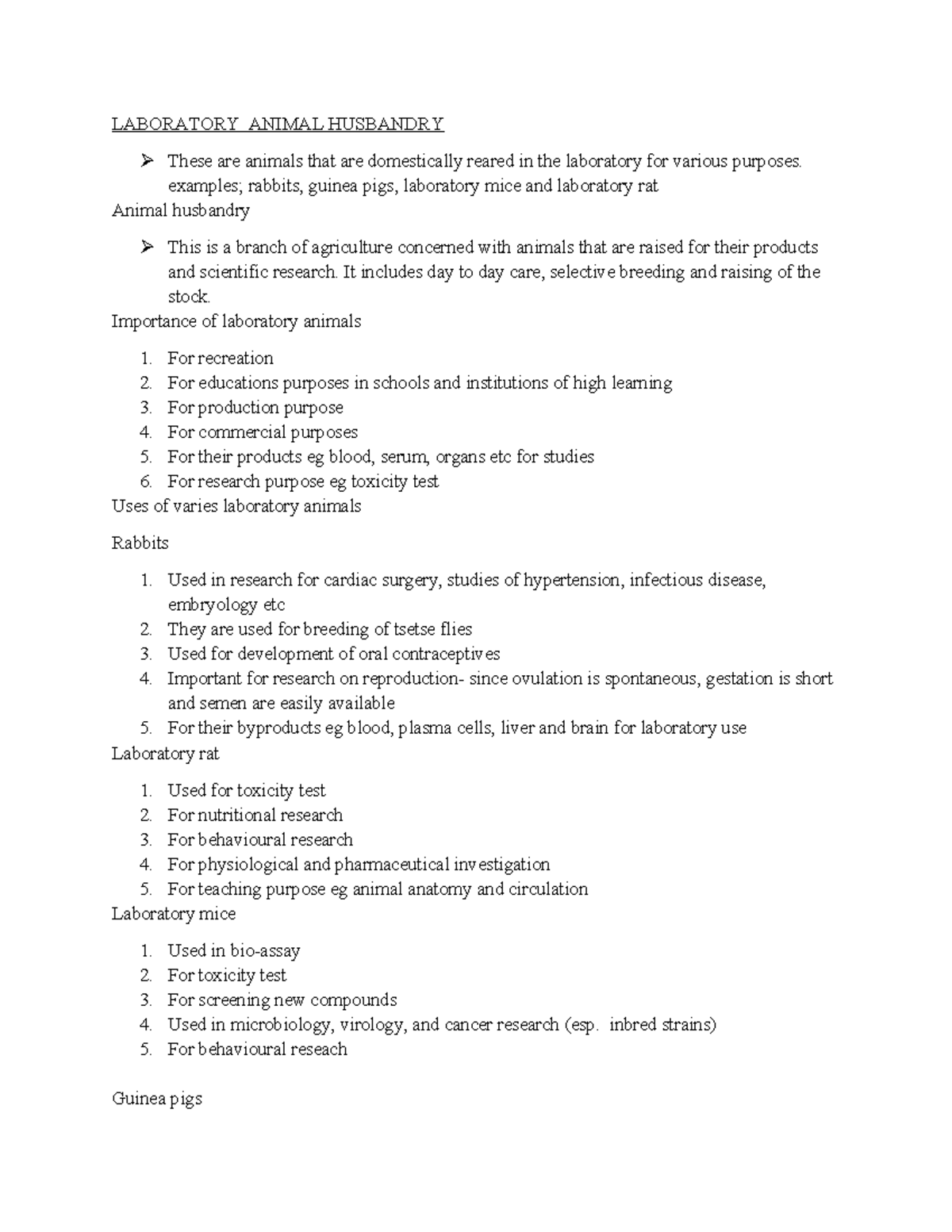 LAB 101: Comprehensive Guide to Laboratory Animal Husbandry - Studocu