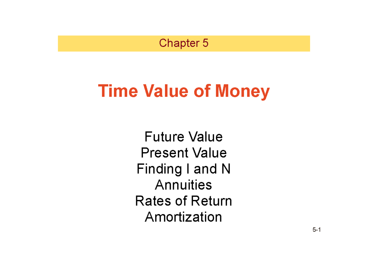 CH Financial Management: Time Value of Money Concepts and Calculations ...