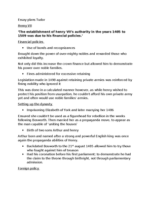 [Solved] Essay and interpretation questions on Henry VII A level aqa ...