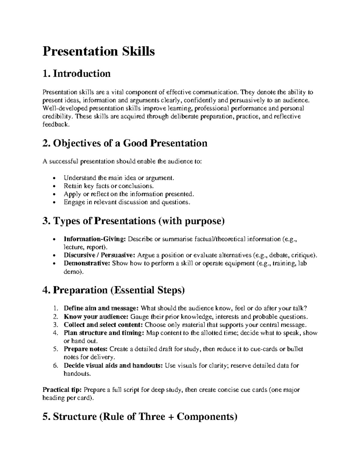 Preparation Of Presentation Skills