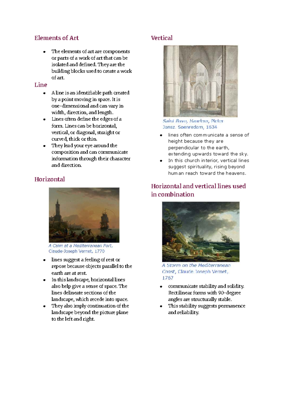 RVA Quiz #2: Elements of Art Overview and Analysis - Studocu