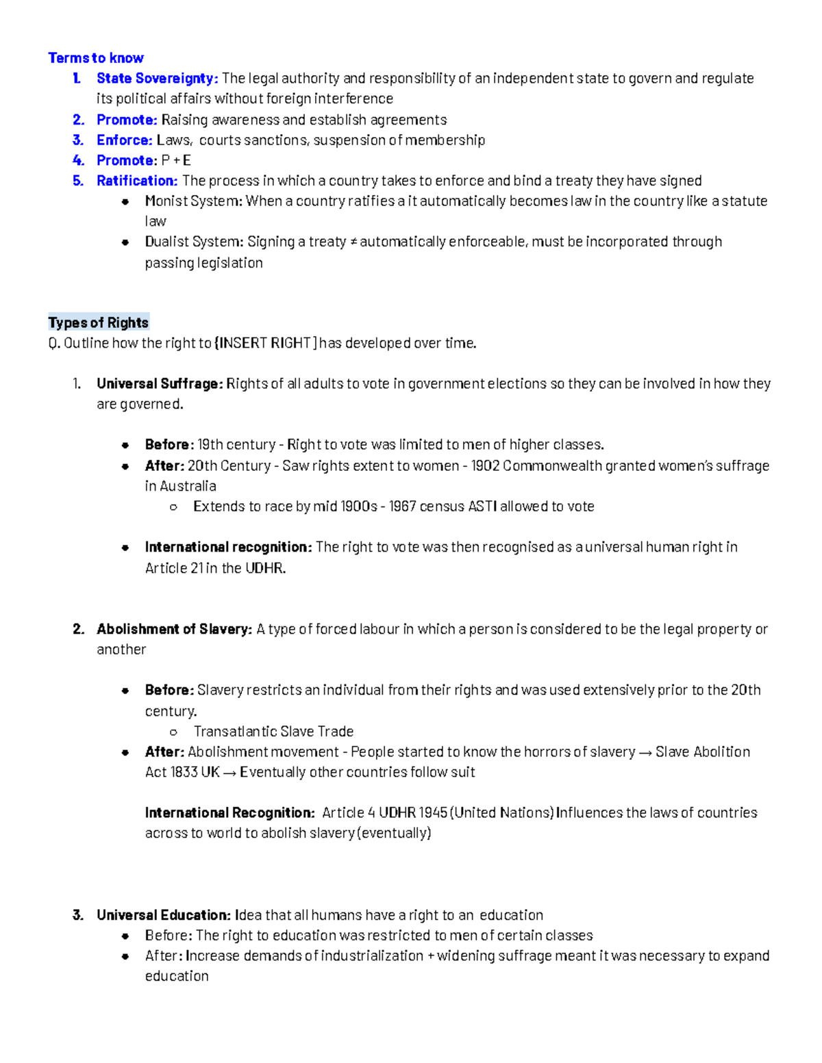 Human Rights - Key Concepts and Developments (Course Code: HR101) - Studocu