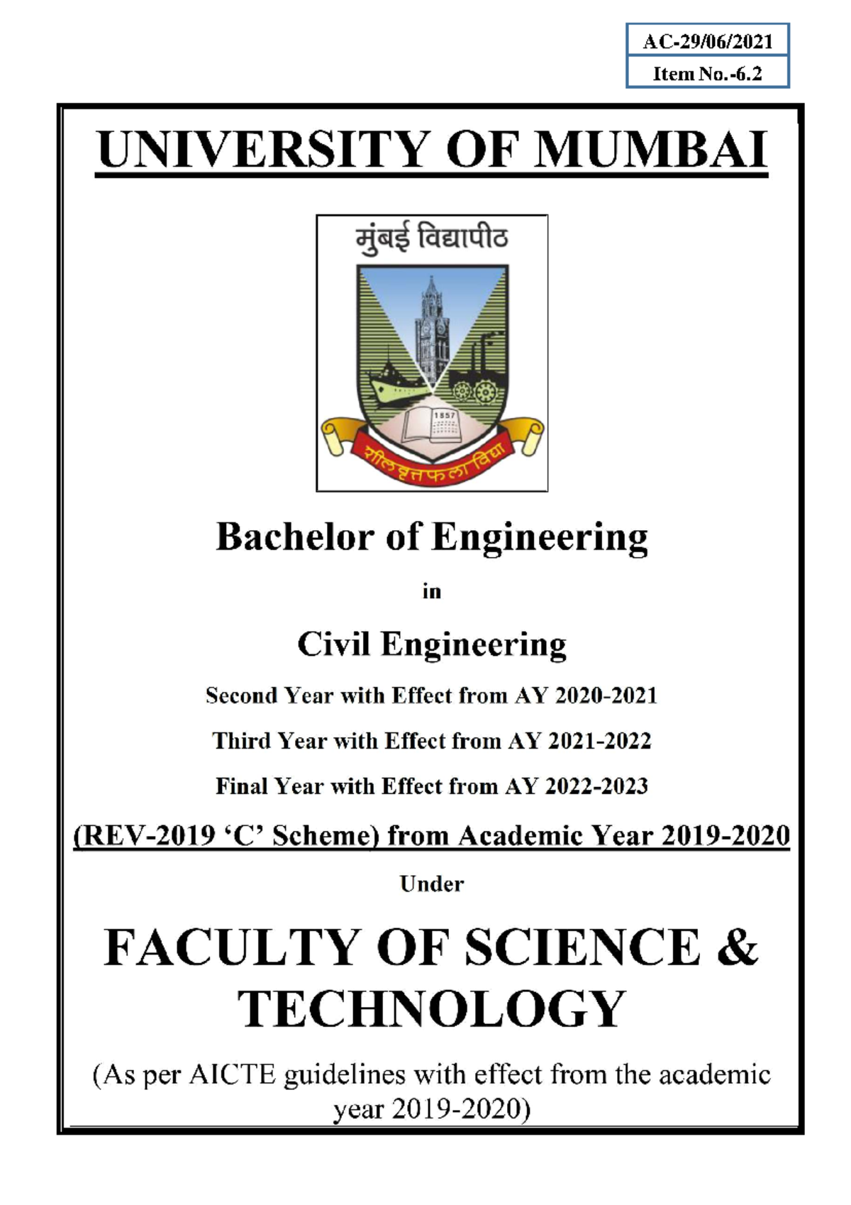 Third Year Civil Engineering Syllabus (CED - Semester V) - Mumbai ...