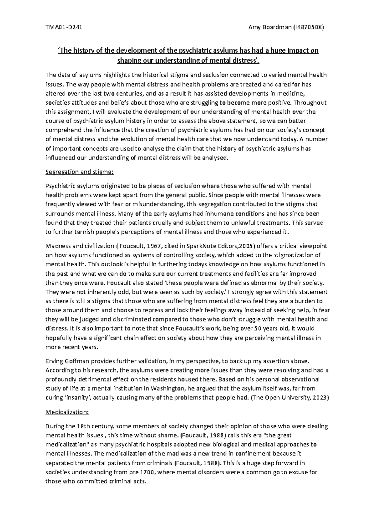 D241 - TMA01: The Impact of Psychiatric Asylums on Mental Distress ...