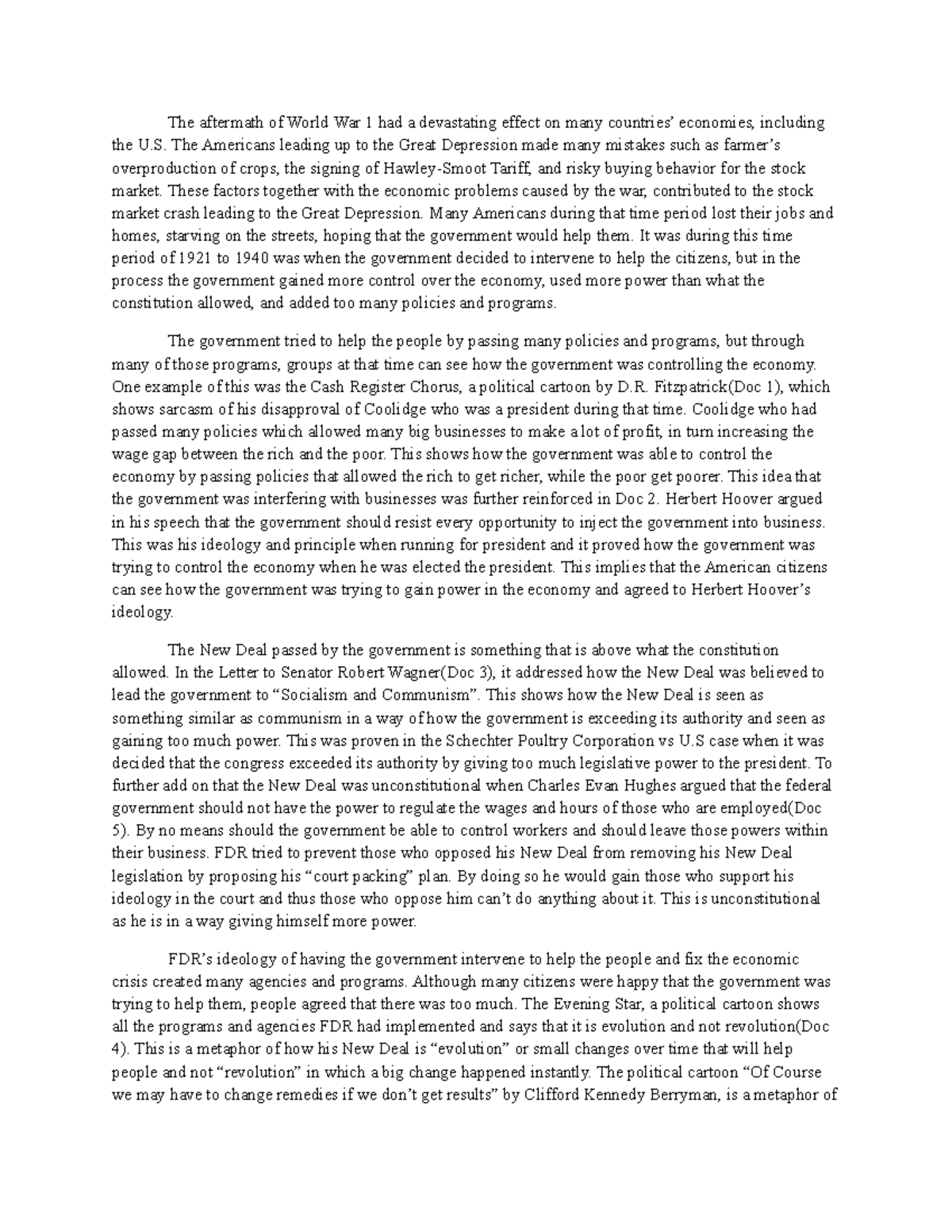 DBQ on New Deal Government Policies and Their Economic Impact - Studocu