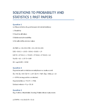 Probability and statistics 1 - BMA3114 - MKU - Studocu