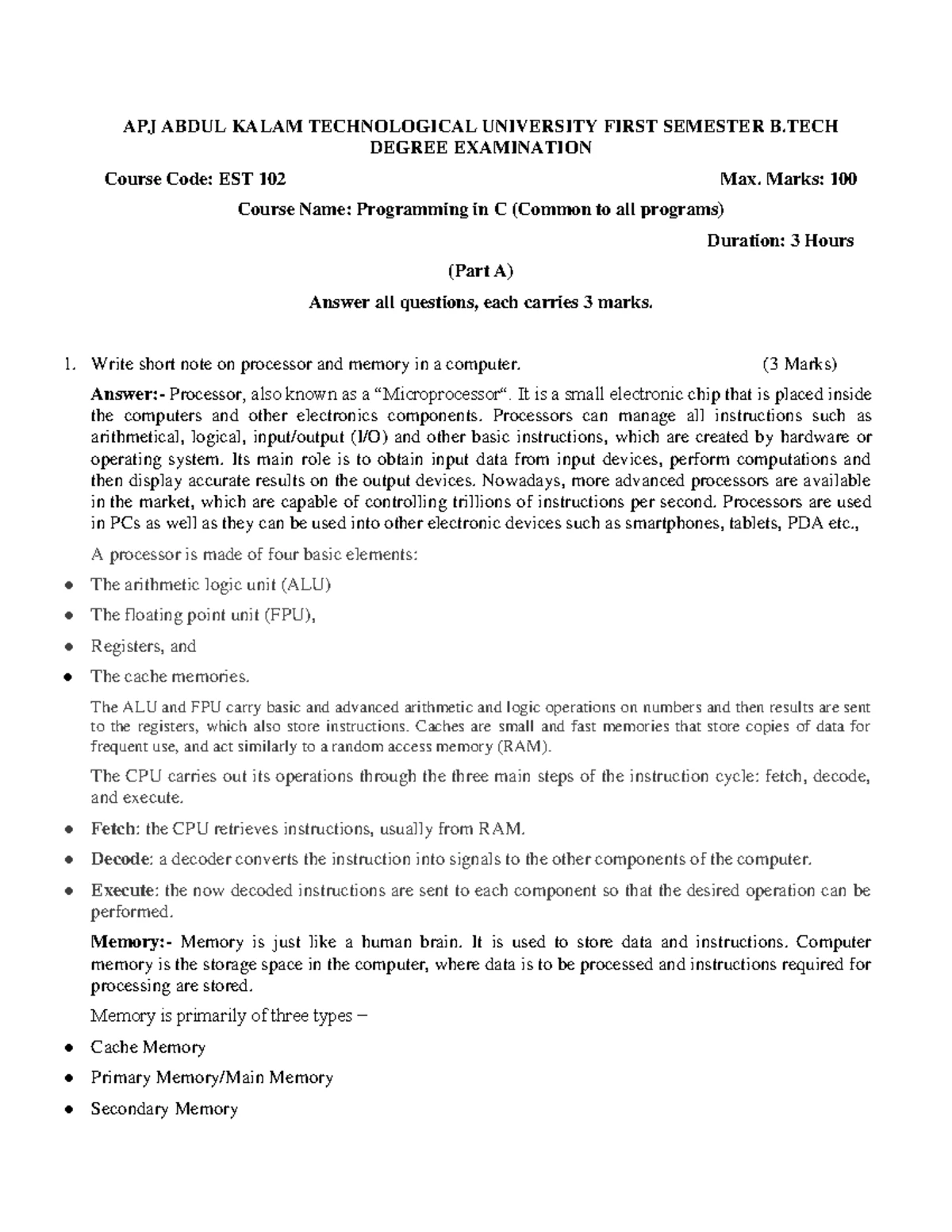 C PROG Module 2 QN BANK - Note by ktu students - EST 102: PROGRAMMING ...