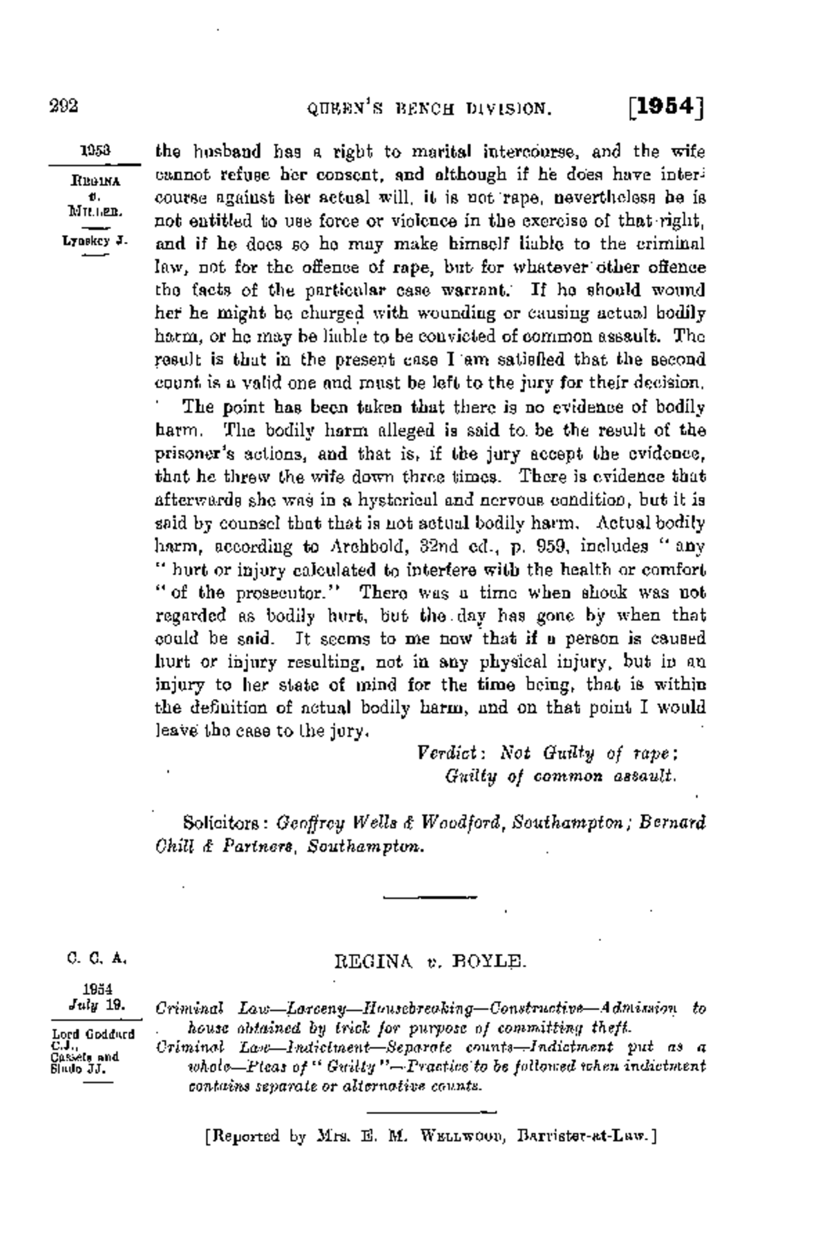 R v Boyle [1954] 2 Q.B. 292: Housebreaking & Constructive Entry ...