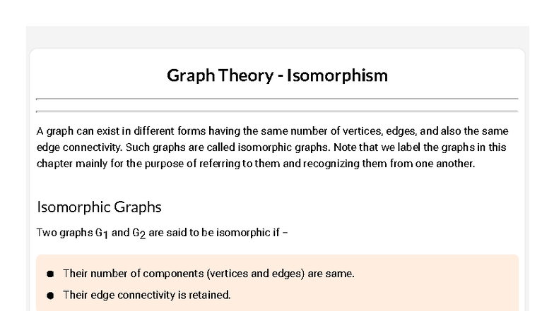 Graph Theory: Isomorphism in Graphs (Course Code: GT101) - Studocu