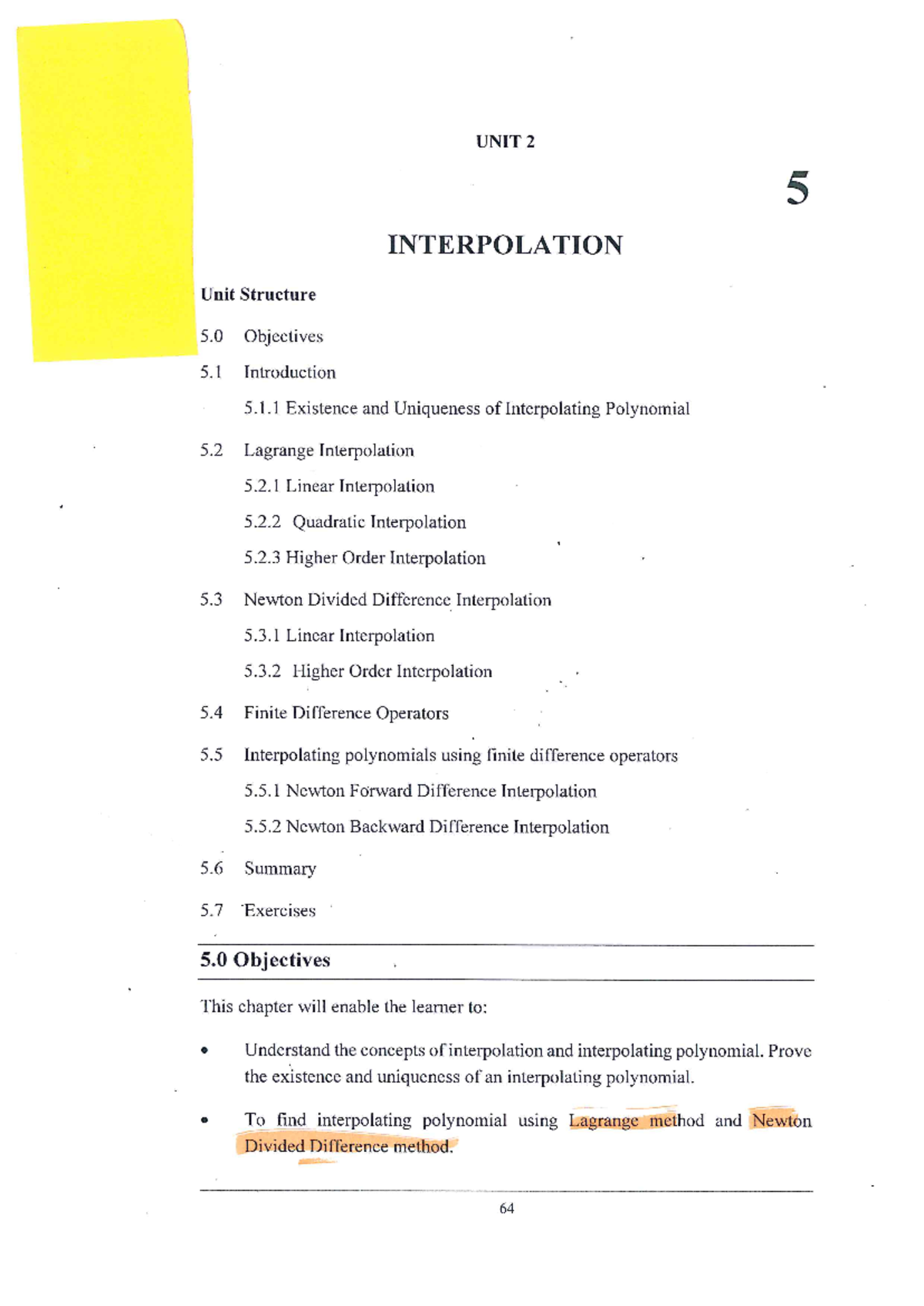 Chapter 5: Interpolation Notes and Key Concepts in Numerical Methods ...