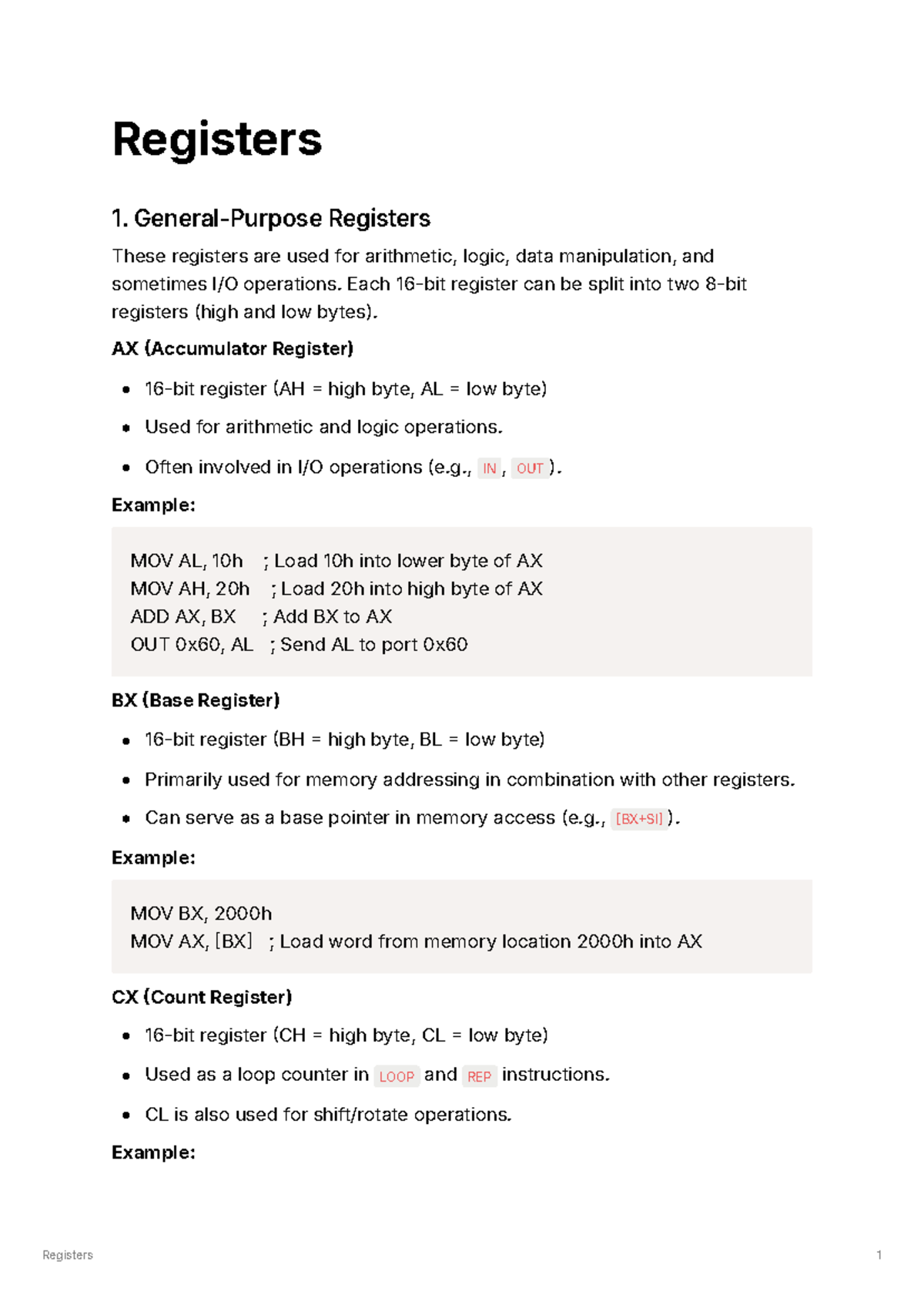 Registers Overview: Key Functions and Examples - Studocu