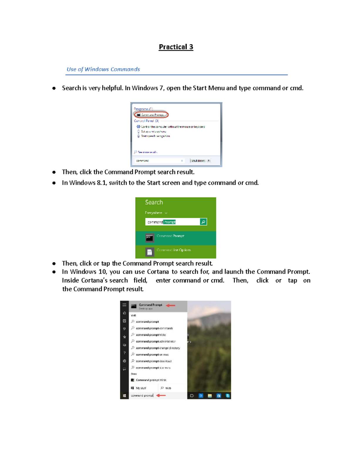 Exp 3 workshop - important - Practical 3 Use of Windows Commands Search ...