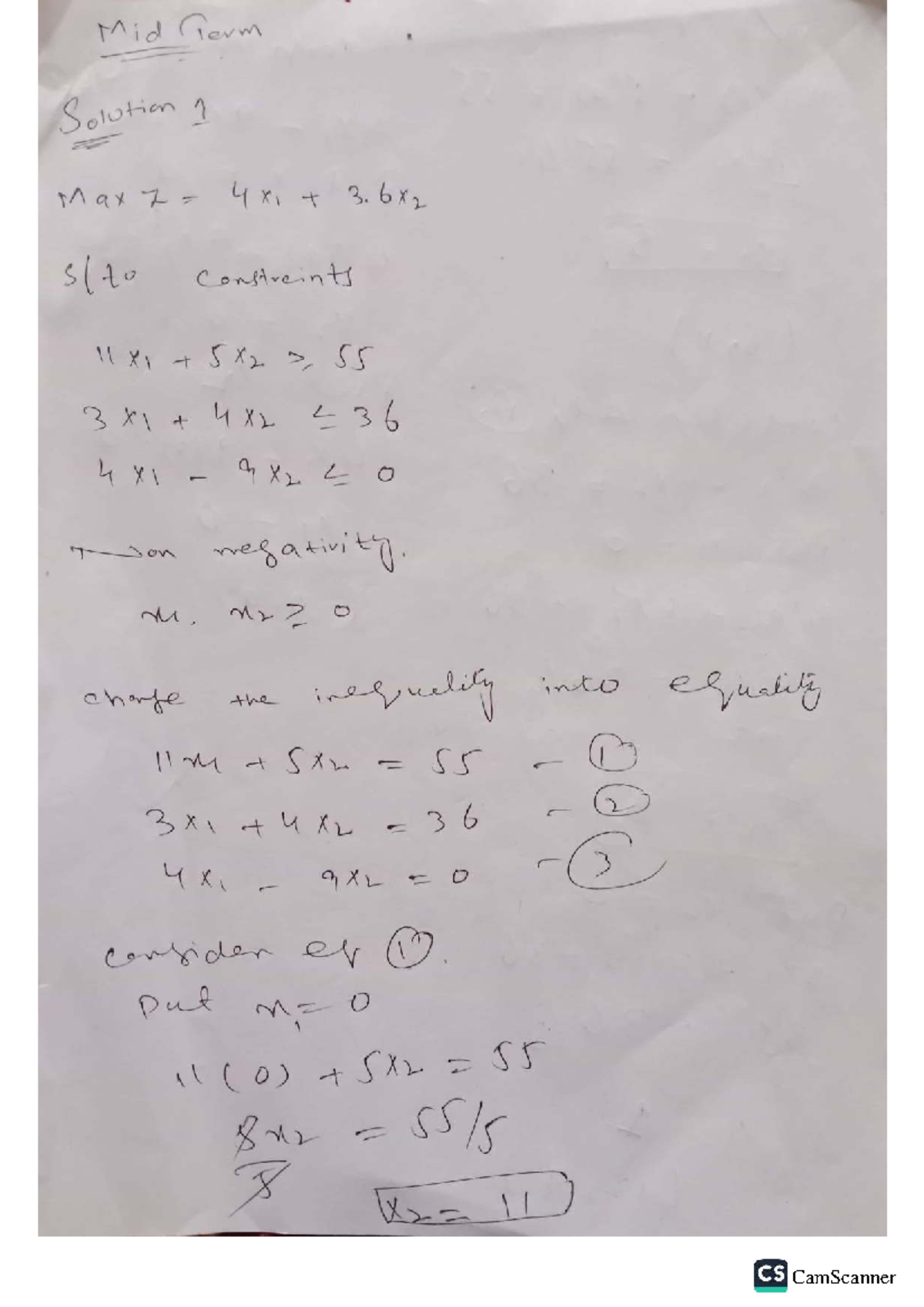 Midterm Exam Solutions for Linear Programming (MATH 7.4) - Studocu
