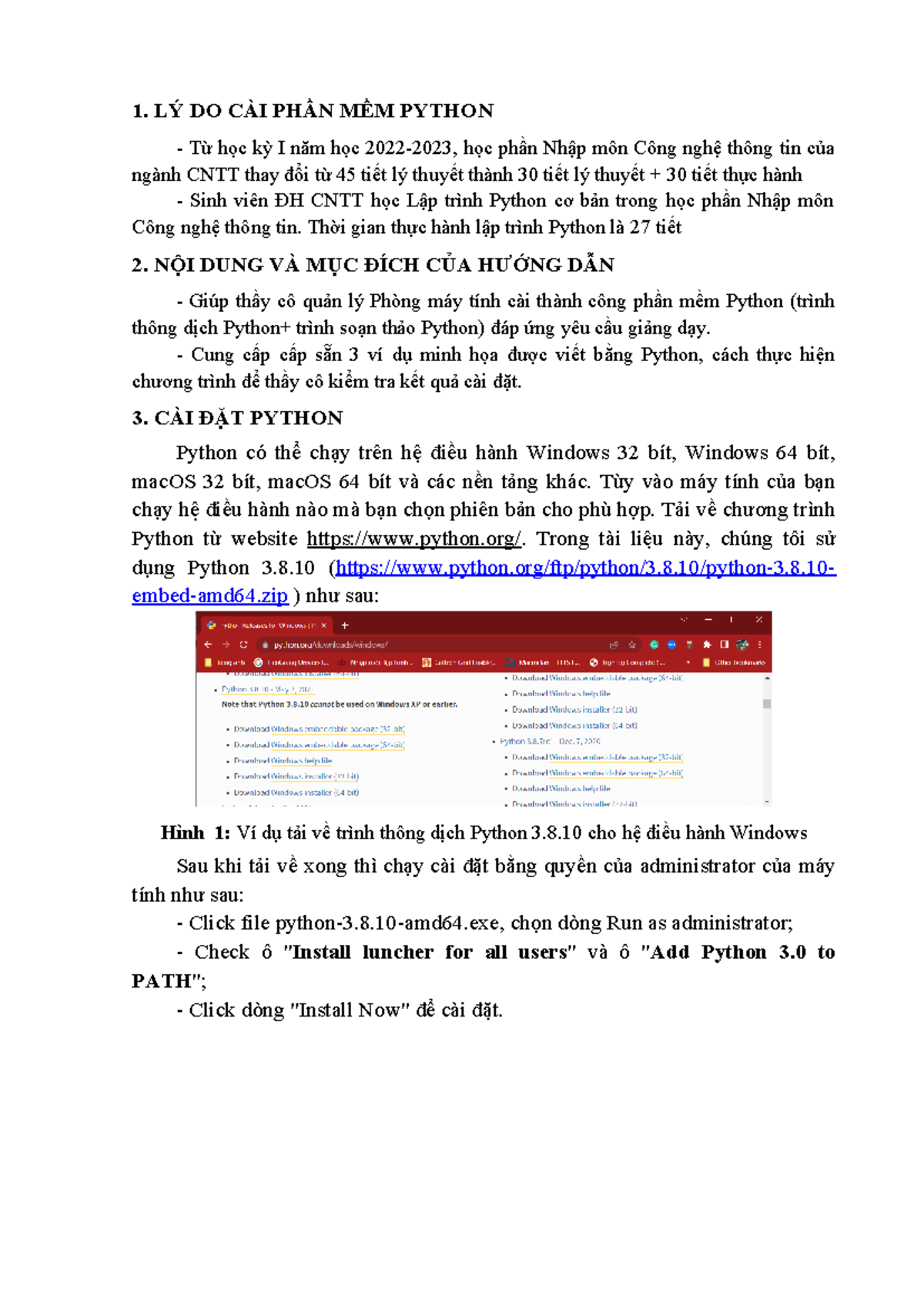 HƯỚNG DẪN CÀI ĐẶT Trình Thông DỊCH VÀ SOẠN THẢO Python - 1. LÝ DO CÀI ...