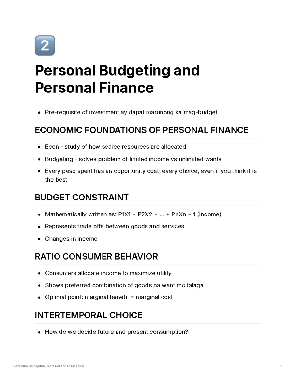 ECON 20643: Personal Budgeting & Finance Insights - Studocu