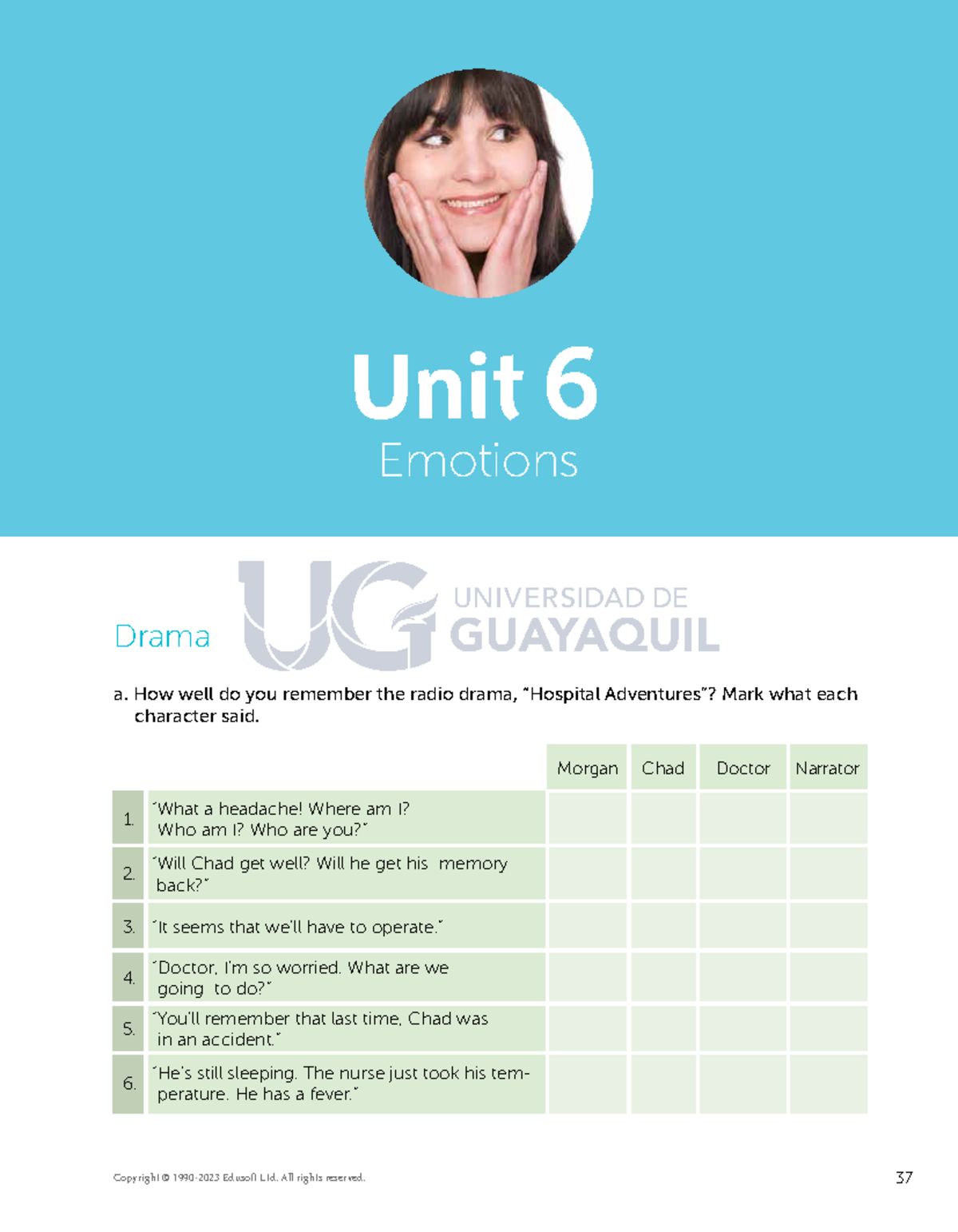 Basic 3 Workbook UNIT 6 - ingles modulo 3 - Drama a. How well do you ...