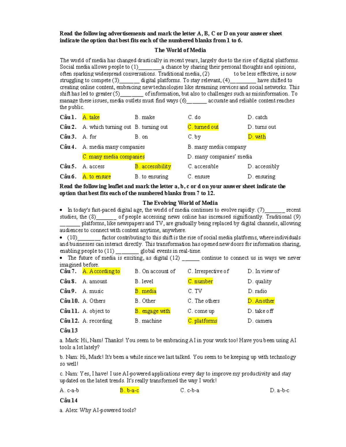 Mock Test 2 - Media Communication Analysis - Studocu