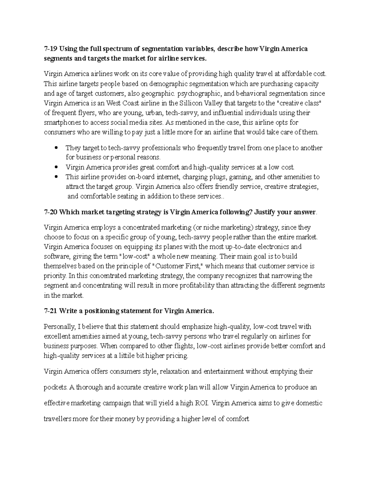 Company Case Study - Virgin America: Target Market & Positioning ...